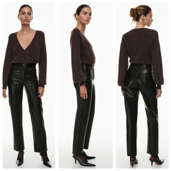 Wilfred The Melina Pant in Black Faux Vegan Leather Size 2 Short - Picture 1 of 13
